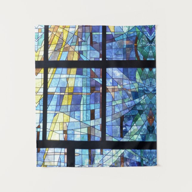 Tenture Vitalisme Abstrait Contemporain Vitralium Bleu (Devant)