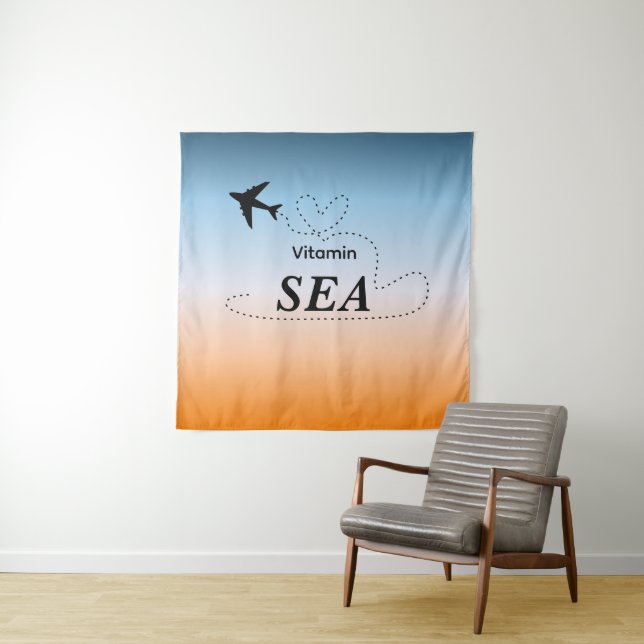 Tenture Vitamin Sea Orange Summer Color Tapestry (En situation)