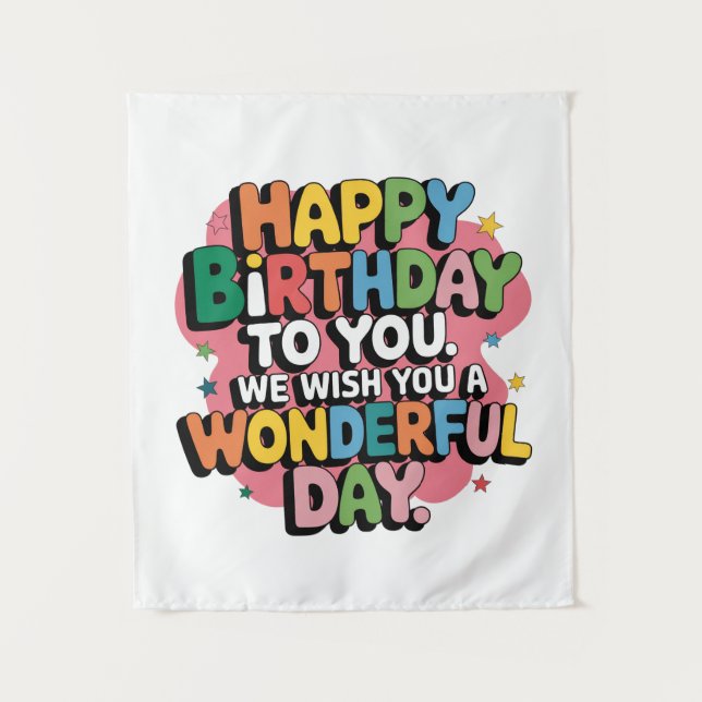 Tenture Vœux d'anniversaire colorés (Devant)