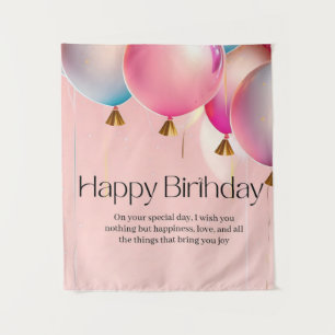 Tenture Vœux d'anniversaire rose