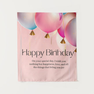 Tenture Vœux d'anniversaire rose