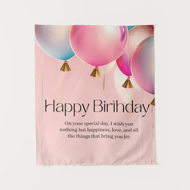 Tenture Vœux d'anniversaire rose (Devant)