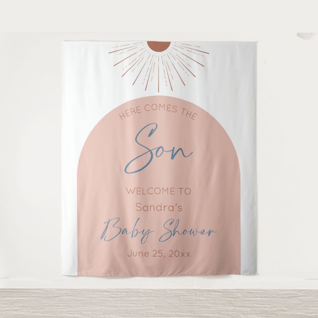 Tenture Voici Le Fils Baby shower Boho (Devant)