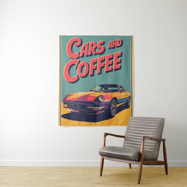Tenture voitures et café (En situation)