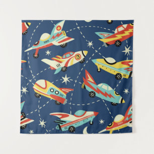 Tenture Voitures spatiales vintage sans faille motif vinta