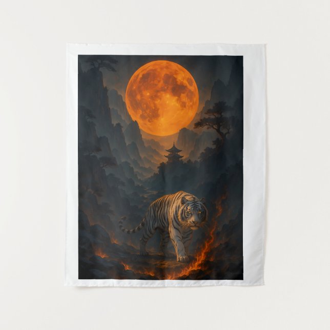 Tenture Volcanic White Tiger Premium Wall Art – Fine Art C (Devant)