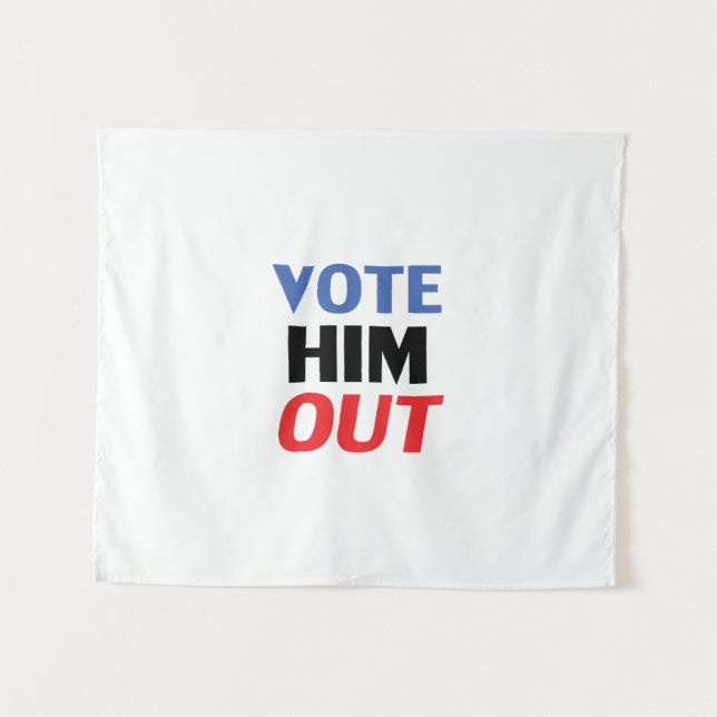 Tenture Vote Hors rouge blanc et bleu typographie moderne (Devant (Horizontal))