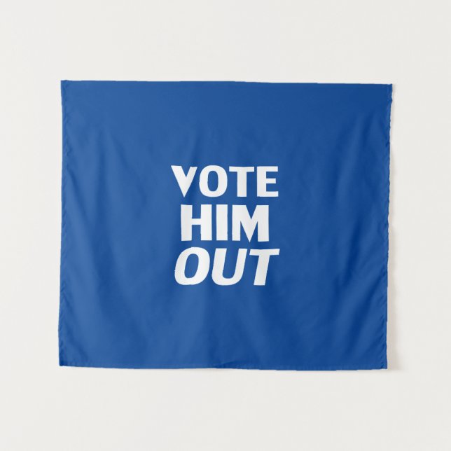 Tenture Votez-le de la typographie moderne bleue et blanch (Devant (Horizontal))