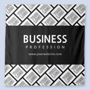 Tenture Votre logo en motif carrelé et nom d'entreprise mo