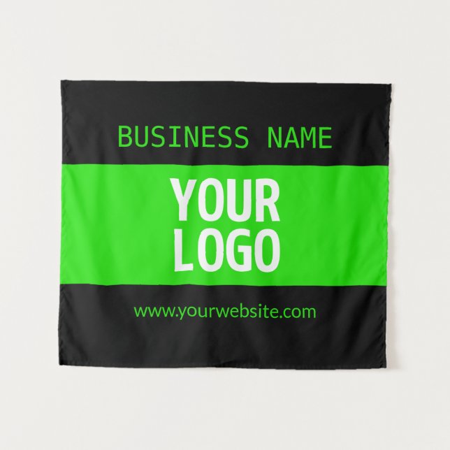 Tenture Votre logo ou image | Noir et vert brillant (Devant (Horizontal))