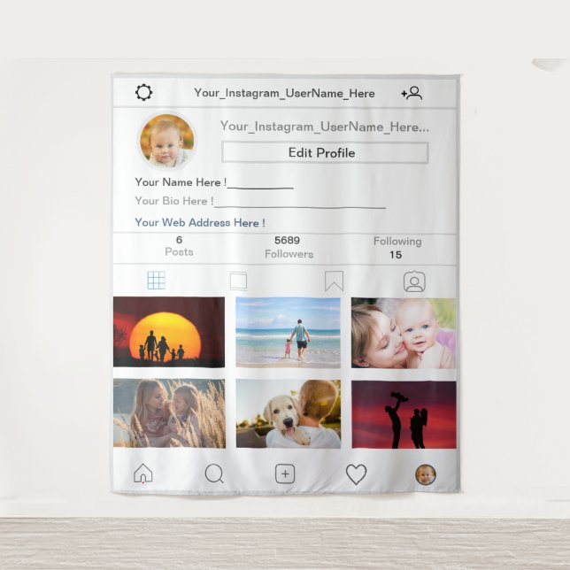 Tenture Votre profil Instagram - Photo Booth Backdrop Prop (Devant)