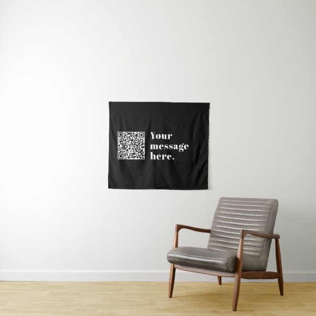 Tenture Votre propre code QR téléchargé & Texte Rétro Modi (En situation (horizontale))
