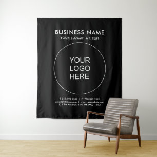 Tenture Votre propre Logo Texte Grand Noir Vertical Arrièr