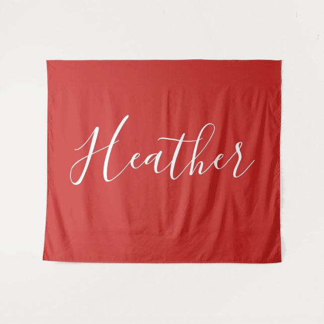 Tenture Votre script blanc personnalisé en rouge (Devant (Horizontal))