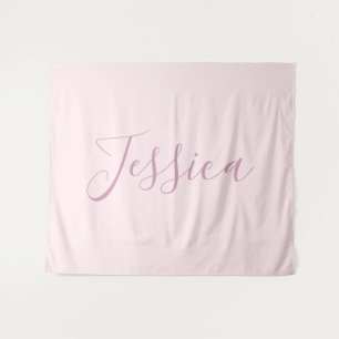 Tenture Votre texte   Élégant Script & Soft Blush Rose