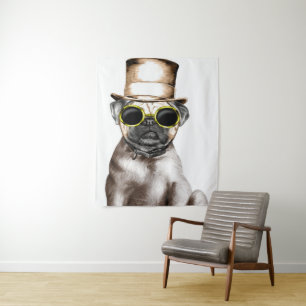 Tenture Vraiment Mignon Bouledogue au Vapeur Avec des Lune