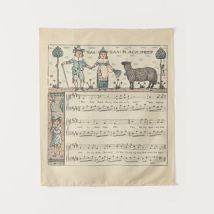 Tenture Walter Crane Baa Baa Mouton Noir Comptine