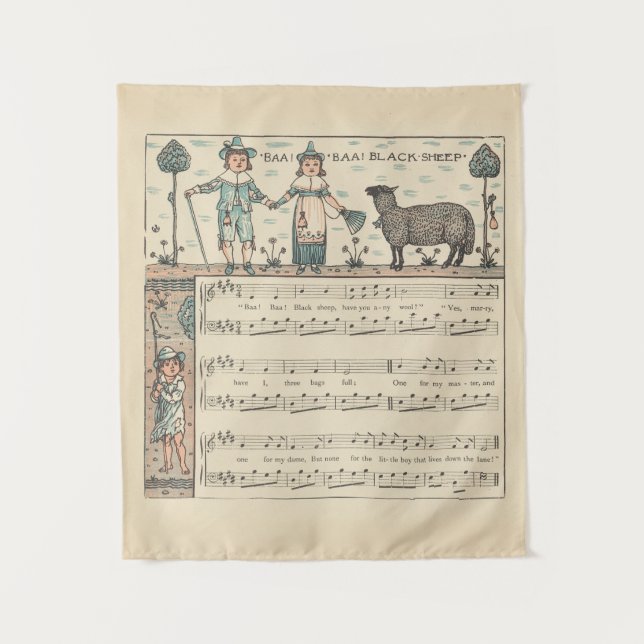 Tenture Walter Crane Baa Baa Mouton Noir Comptine (Devant)