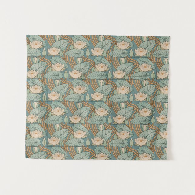 Tenture Water Lys Lily Art Nouveau Nature (Devant (Horizontal))