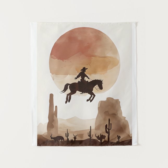 Tenture Watercolor Flying Cowboy (Devant)