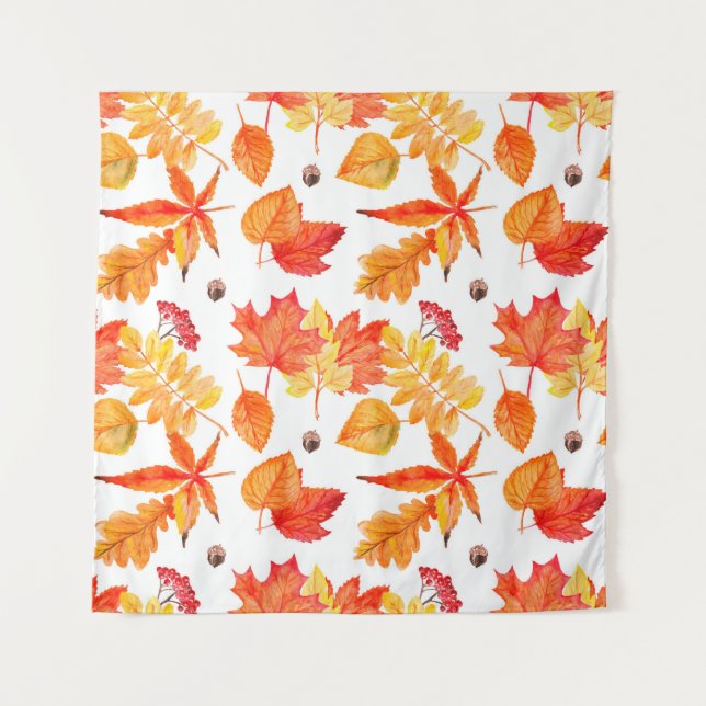 Tenture Watercolor leaves seamless pattern (Devant)