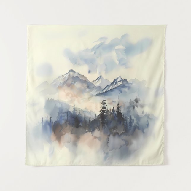 Tenture Watercolor Mountain Vista Tapestry (Devant)