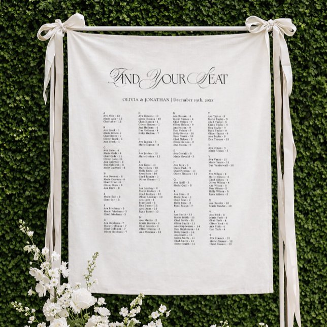 Tenture Wedding Seating Chart Alphabetical Fabric (Créateur téléchargé)