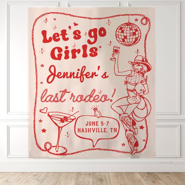 Tenture Week-end de célibataire de rodéo de cowgirl disco  (Créateur téléchargé)