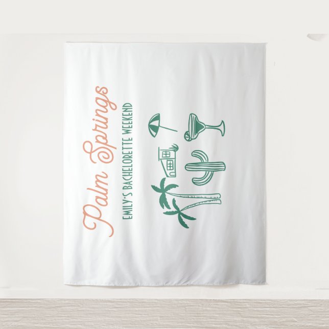 Tenture Week-end de célibataire rose à Palm Springs dessin (Devant)