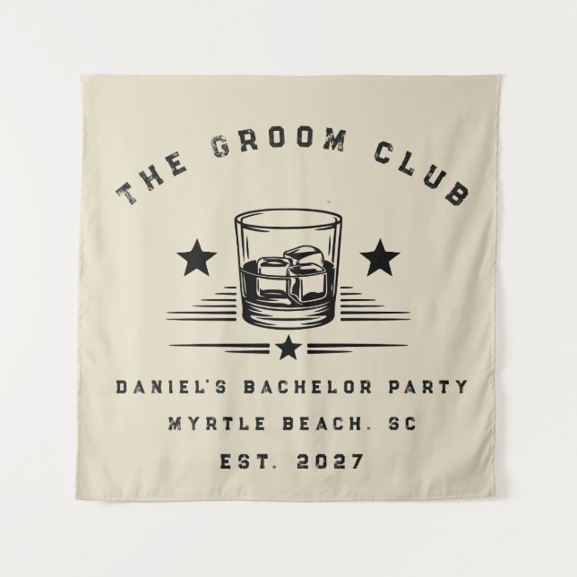 Tenture Week-end de fête de bachelor sur le thème du whisk (Devant)