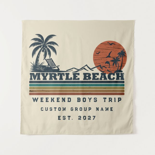 Tenture Week-end de garçon personnalisé à Myrtle Beach (Devant)