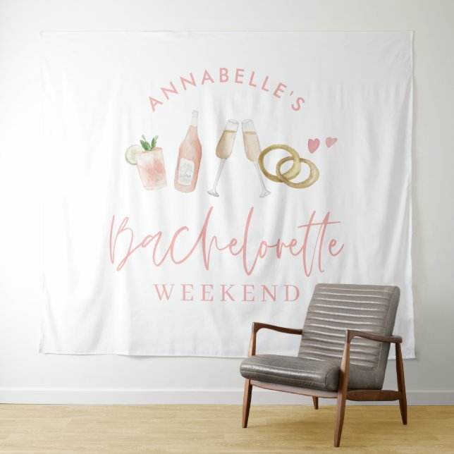 Tenture Week-end de jeune fille moderne rose champagne (En situation (horizontale))