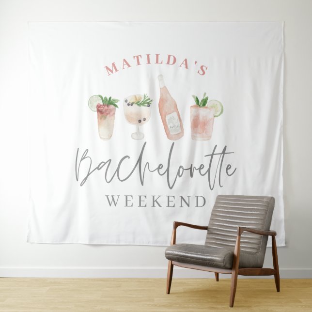 Tenture Week-end de jeune fille moderne rose et girly avec (En situation (horizontale))