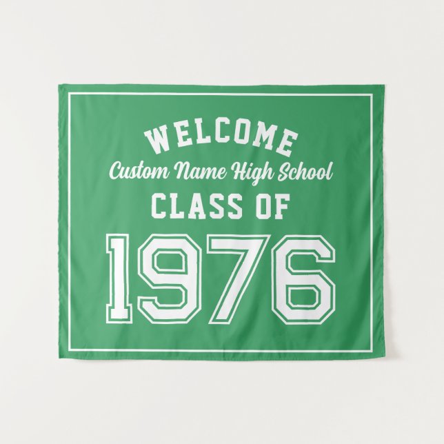 Tenture Welcome Class of 1976, Green Reunion Party Decor (Devant (Horizontal))