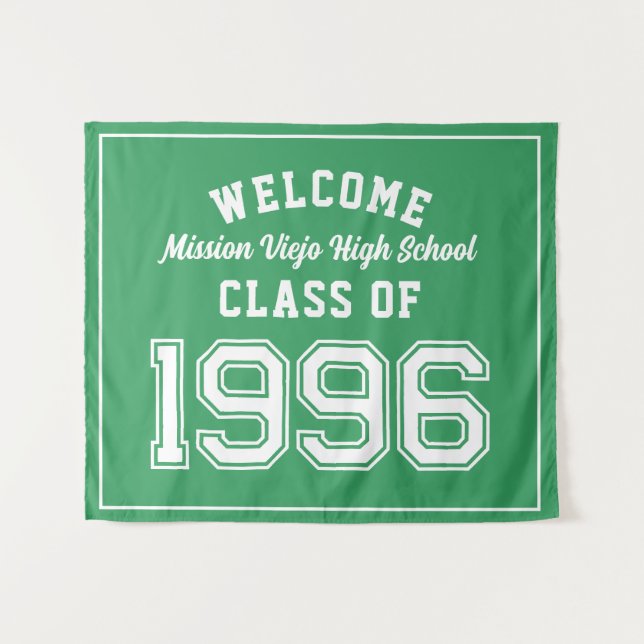 Tenture Welcome Class of 1996, Green Reunion Party Decor (Devant (Horizontal))