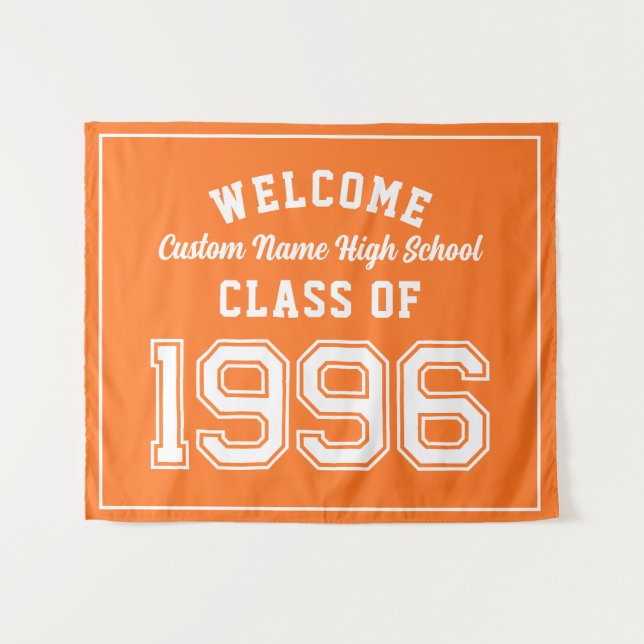 Tenture Welcome Class of 1996, Orange Reunion Party Decor (Devant (Horizontal))