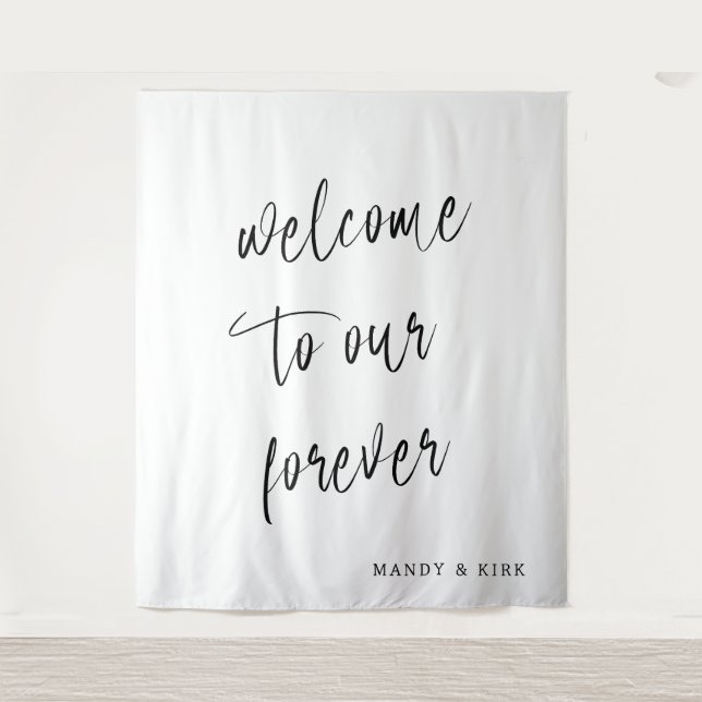 Tenture Welcome to Our Forever Wedding Backdrop Fabric (Devant)