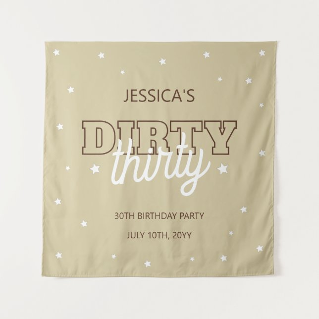 Tenture Western Beige  Dirty Thirty 30th Birthday Backdrop (Devant)