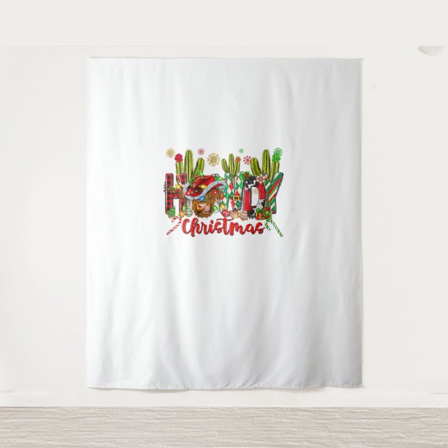 Tenture Western Howdy Cowboy Casquette Et Cactus De Vache  (Devant)