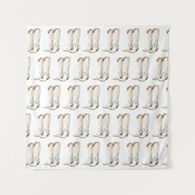 Tenture Western White Cowgirl Boots Birthday Backdrop (Devant)
