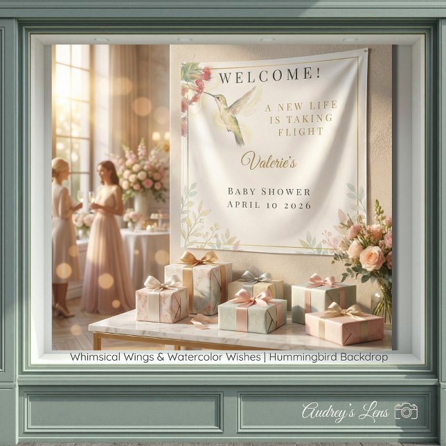 Tenture Whimsical Wings & Watercolor Wishes | Colibri  (Whimsical Wings & Watercolor Wishes | Hummingbird Tapestry Backdrop)