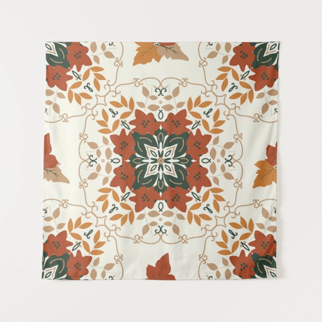 Tenture Whispers d'automne : Blend géométrique floral (Devant)