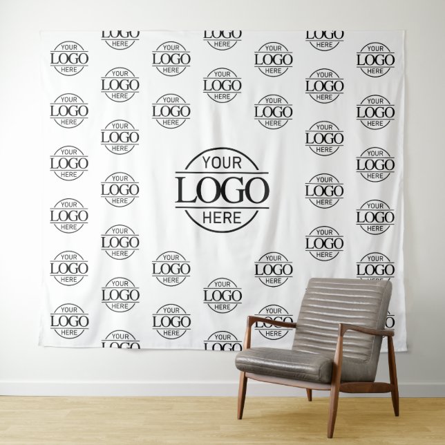 Tenture White Business Logo Step & Repeat Backdrop Banner (En situation (horizontale))