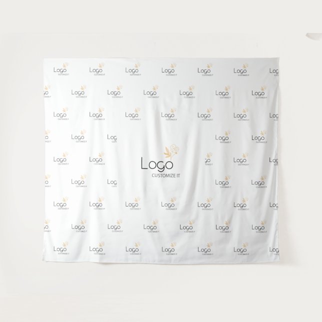 Tenture White Custom Business Logo Step Repeat Backdrop (Devant (Horizontal))