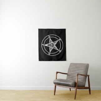 Tenture White on Black Satanic Altar Tapestry