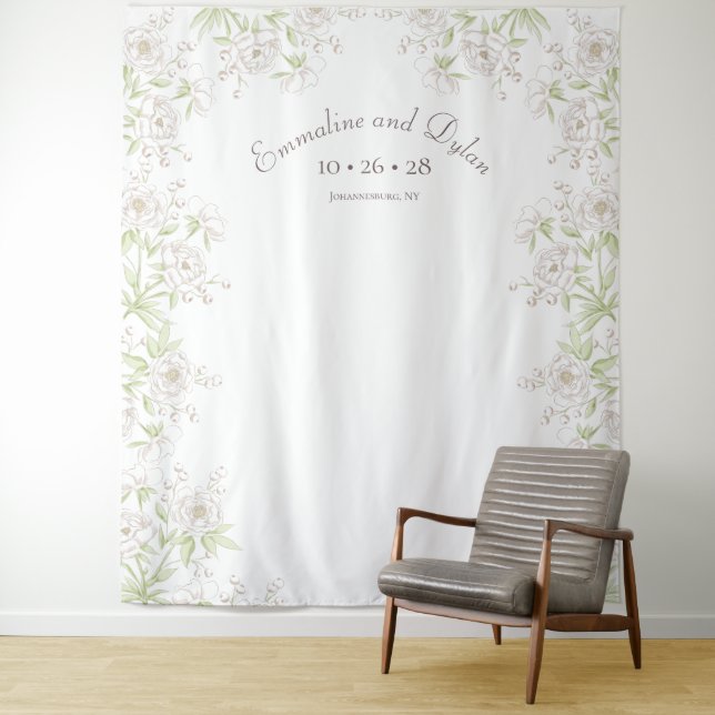 Tenture White Rose Classic Wedding Photo Backdrop (En situation)
