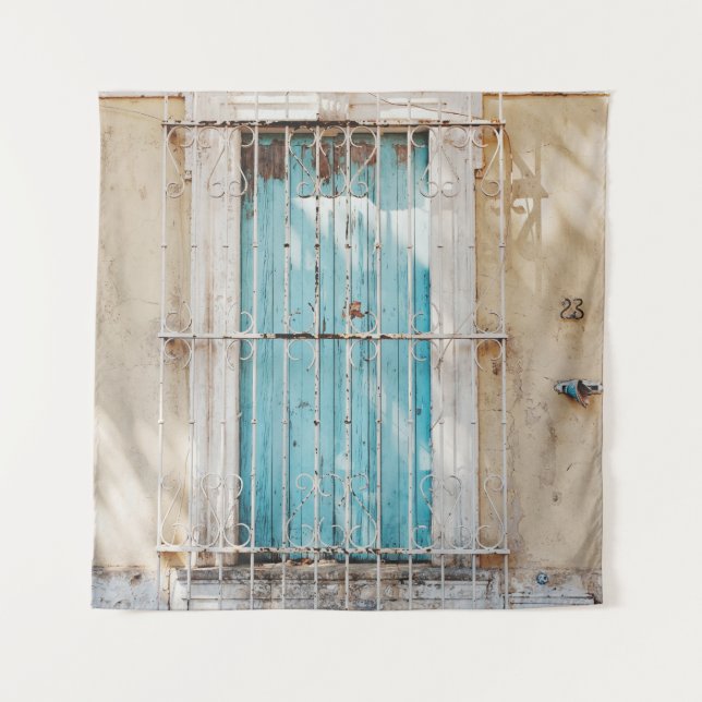 Tenture White steel window grill (Devant)