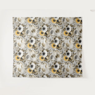 Tenture White, yellow anemones on a gray-brown background.