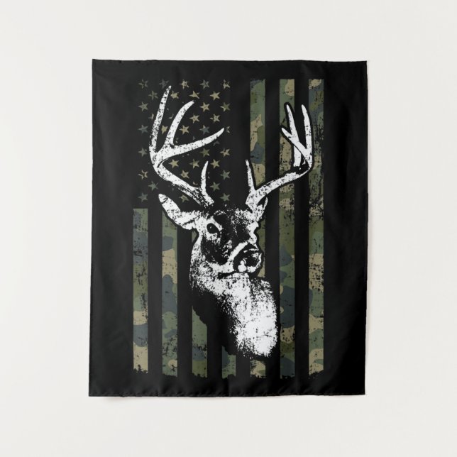 Tenture Whitetail Buck Deer Hunting USA Camouflage Amériqu (Devant)
