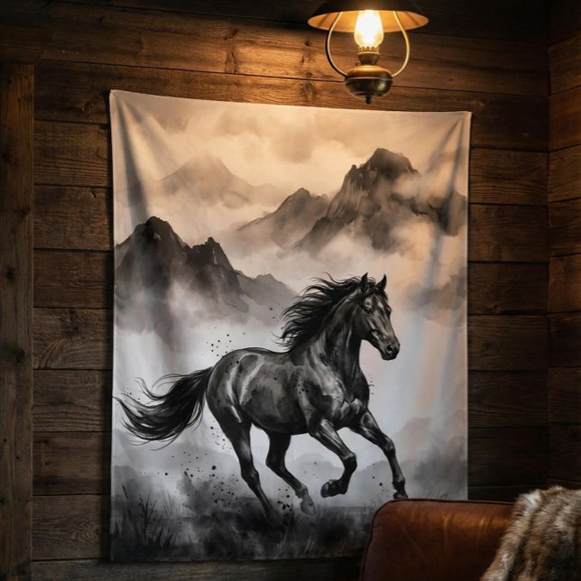 Tenture Wild Horse Tapestry | Mountain Ink Art (Créateur téléchargé)